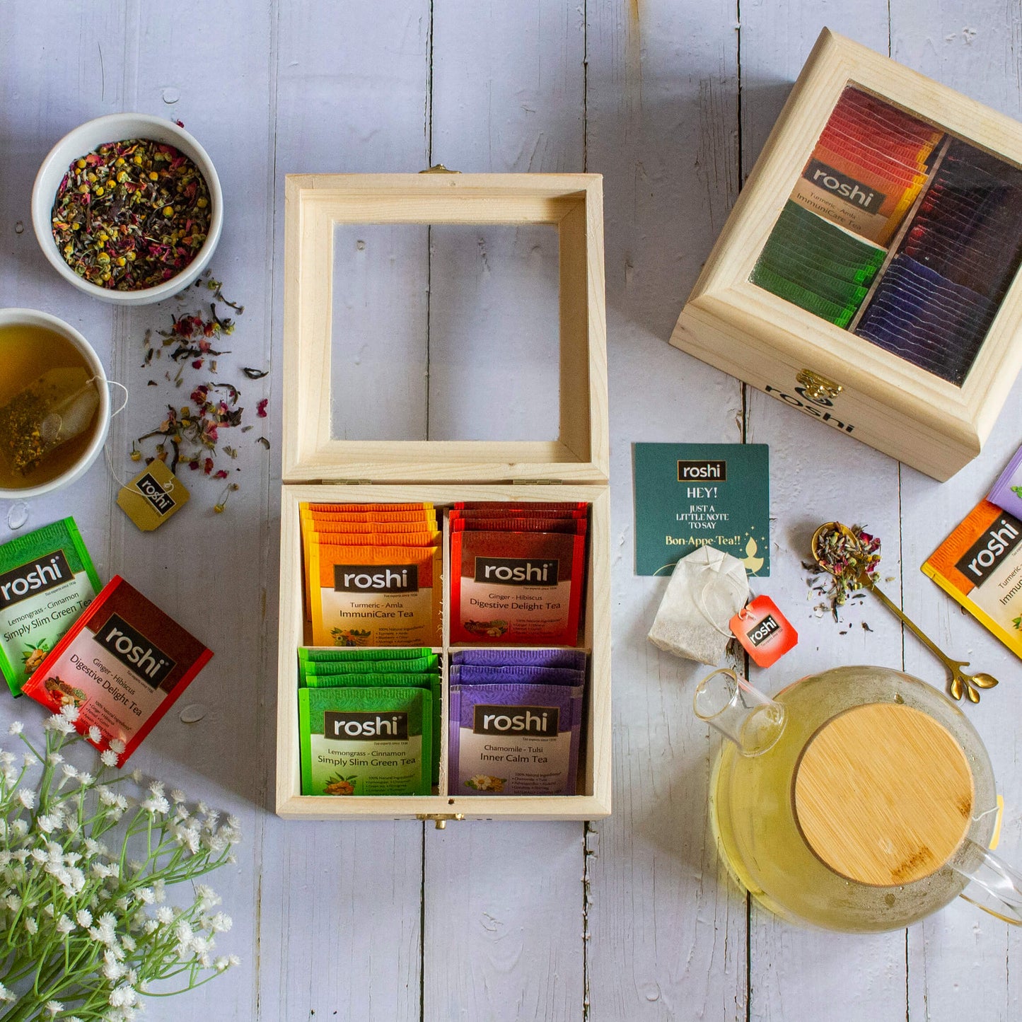 Roshi Premium Tea Assortment Pinewood Gift box