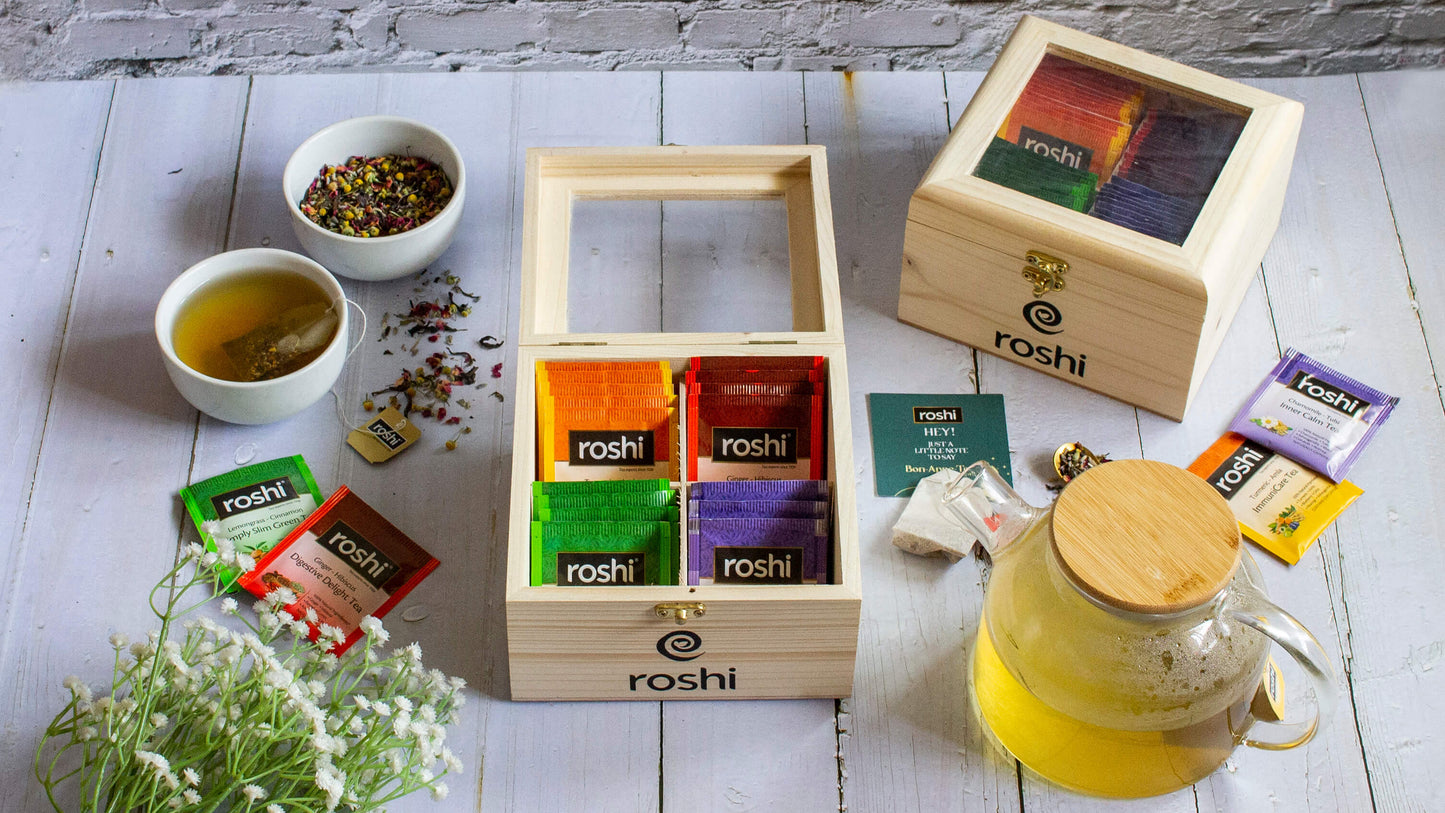 Roshi Premium Tea Assortment Pinewood Gift box