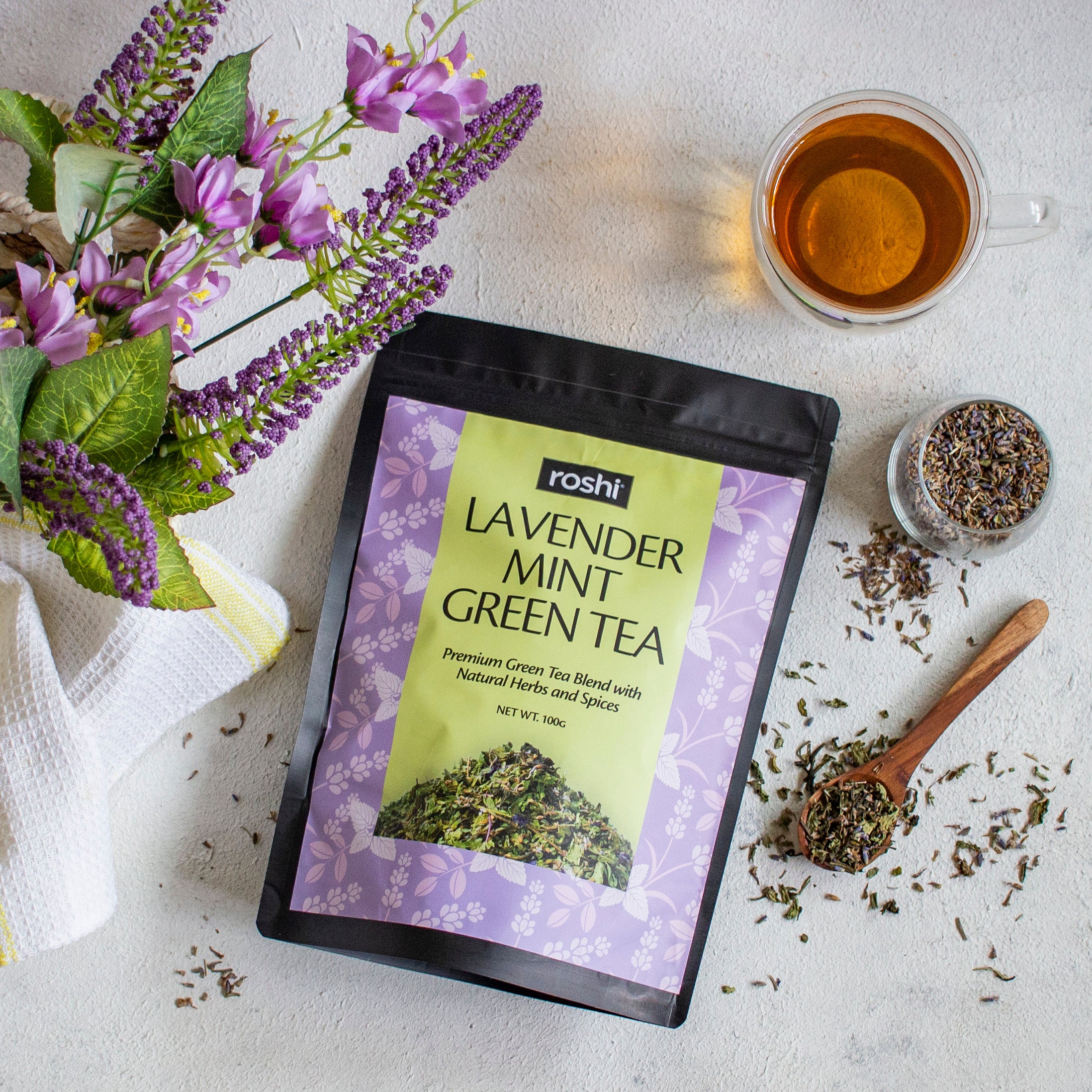 Roshi Lavender ~ Mint Green Tea | 100 g